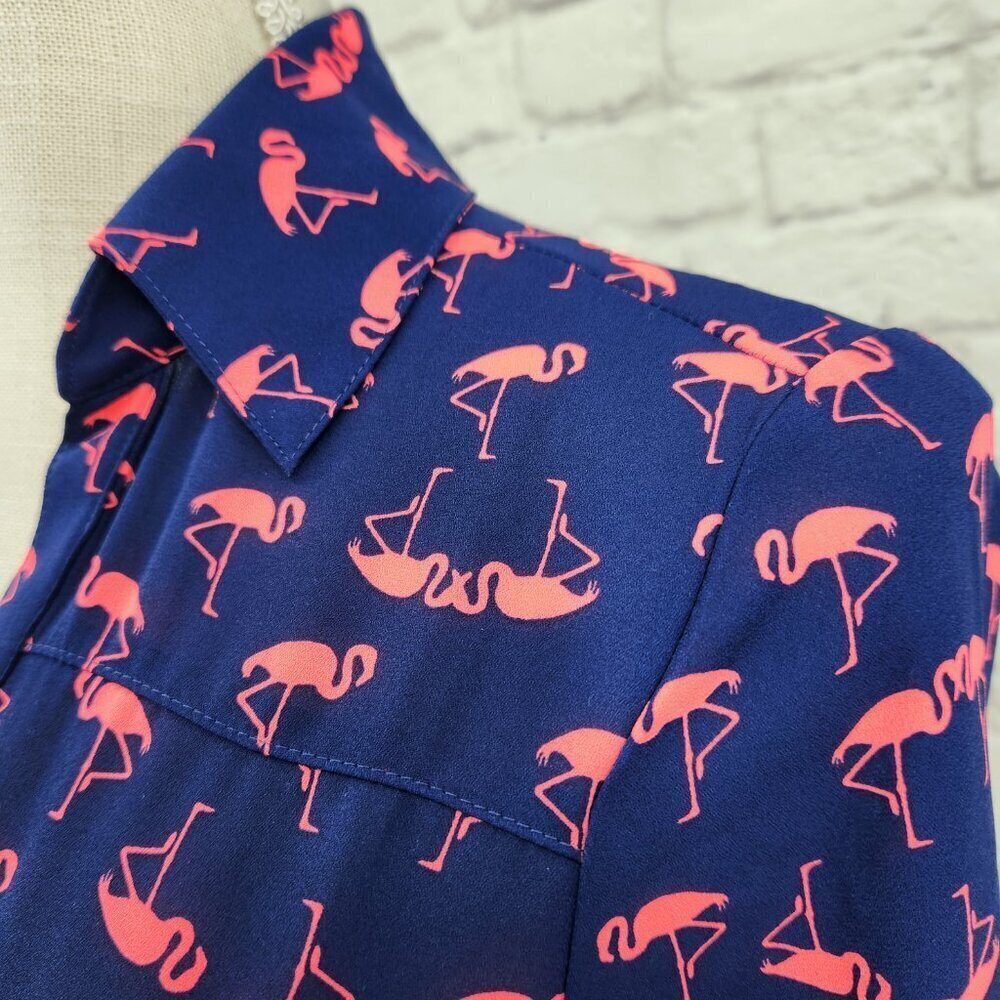 Express Portofina Flamingo Print Button Front Women's XS Extra Small - Picture 3 of 13